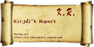 Kirják Rupert névjegykártya